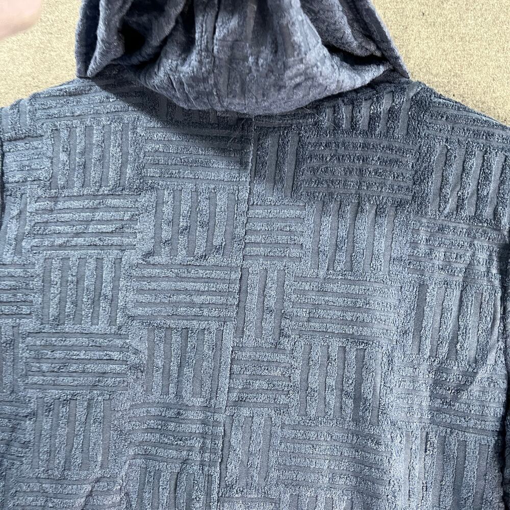 LOGO Lounge by Lori Goldstein Textured Terry Cloth Hoodie Blue Marble, X-Small - Picture 12 of 12